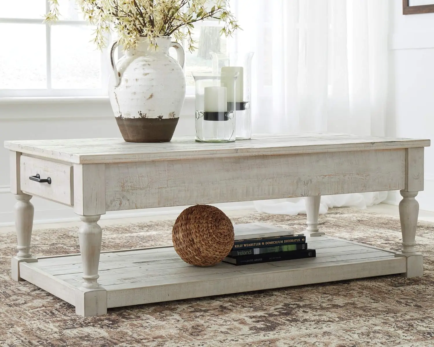 Rectangular Rustic Cocktail Table, Whitewash