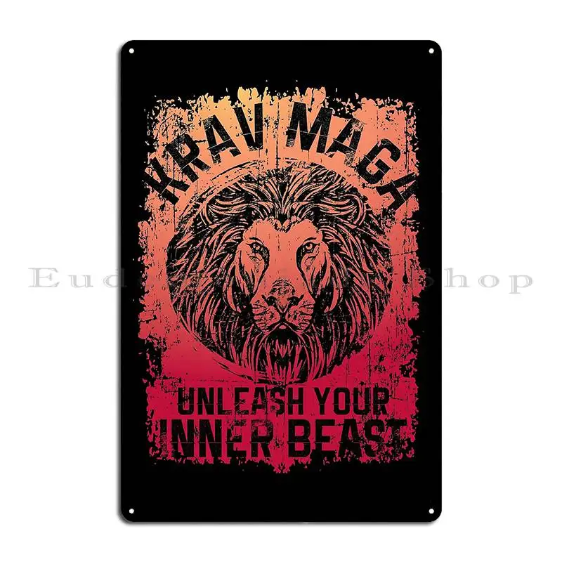 Krav Maga Lion Metal Signs Designer Club Bar Club Garage Painting Tin Sign Poster