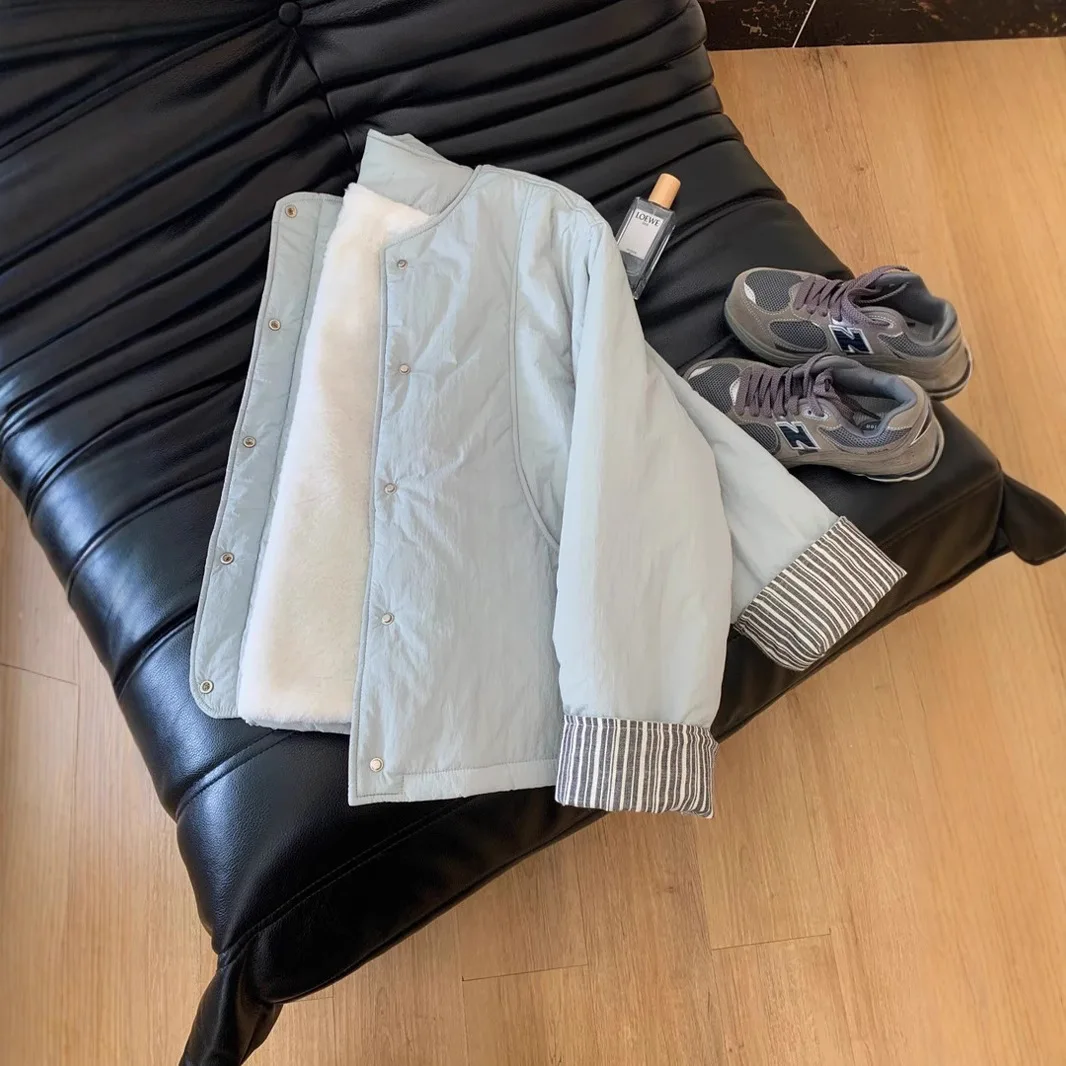 

Женская хлопковая куртка молочно-синего цвета на флисовой подкладке в корейском стиле, модная, легкая, короткая, теплая стеганая верхняя одежда для домашних животных