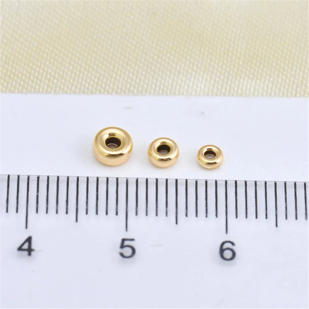 DIY Accessories G18K Gold Beads Flat Beads Do Not Fade AU750 Gold Accessories Pearl Smooth Beads G385