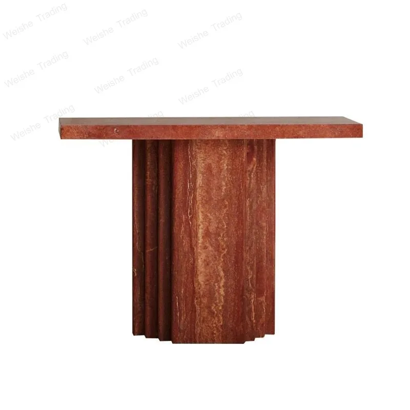 Wabi-sabi wind natural red travertine entrance table living room, home marble counter modern simple entrance