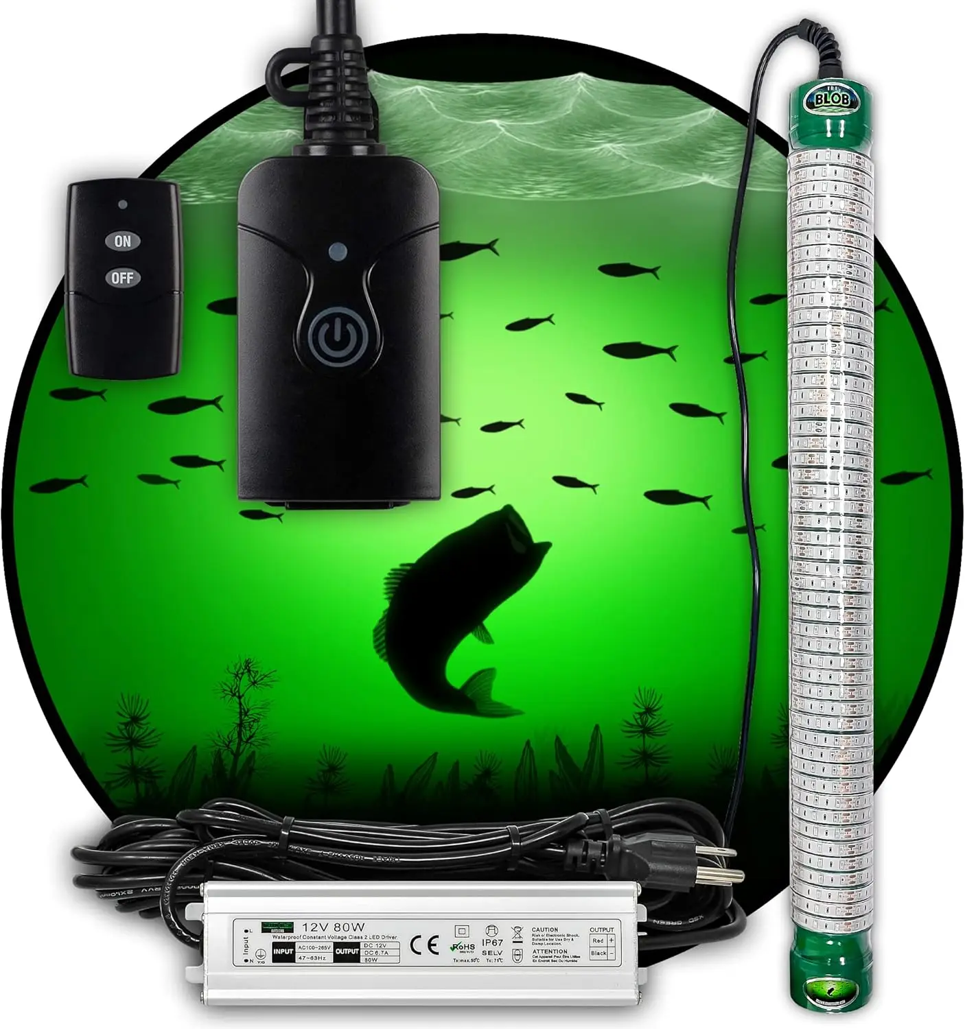 Outdoors New Underwater Fishing Light 110 Volt for Docks, LED with Photocell Timer & Remote Control 7500/15000/30000 Lumen