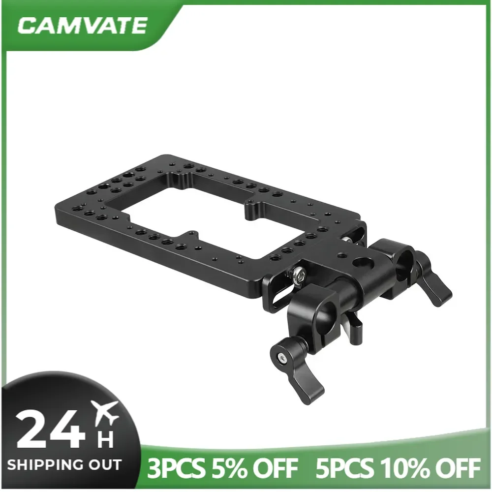 CAMVATE Cheese Plate Battery Mount  Annular Type With Adjustable 15mm Rod Clamp For IDX Power Adapter Power Supply Splitter