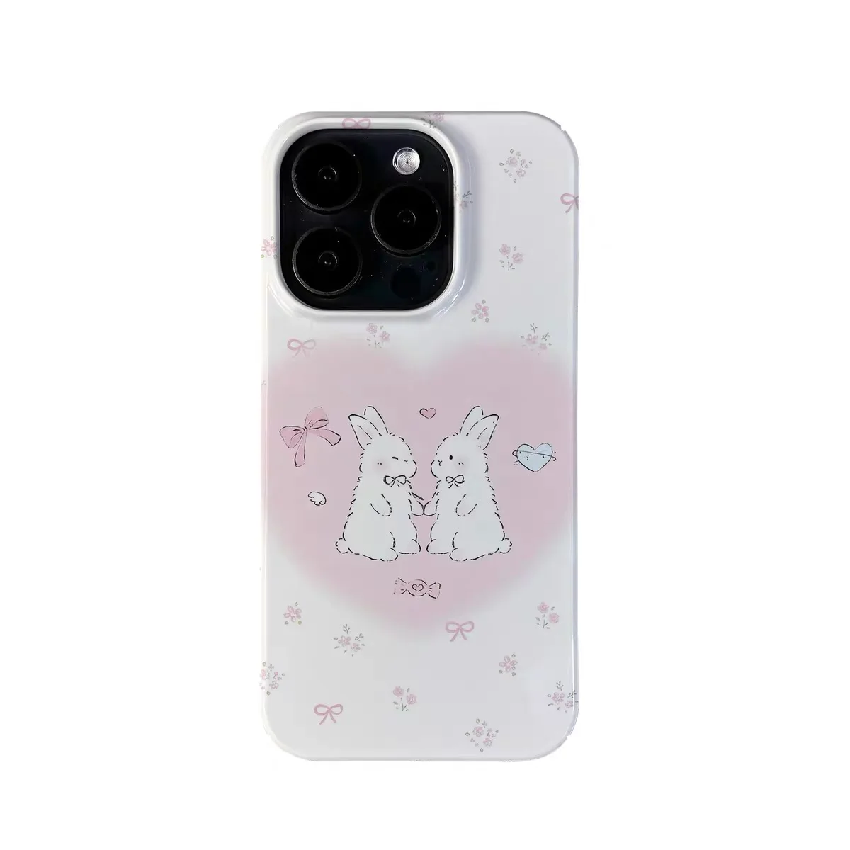 

Pink Love Double Rabbit Phone Case for IPHONE 17 Air 16E 15 PROMAX 14Plus 13 12 MINI 11 PRO 16Plus XR XS MAX Acrylic Phone Cover