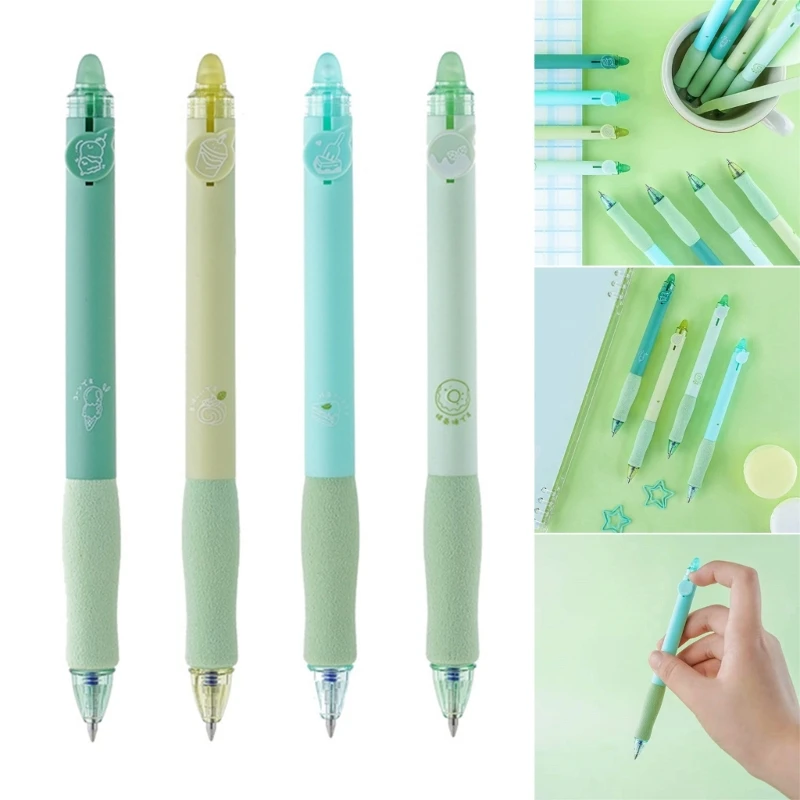 4Pcs Erasable Retractable Gel Pen 0.5mm Fine Point Cartoon Erasable Gel Pen Smooth to Write for Writing Drawing