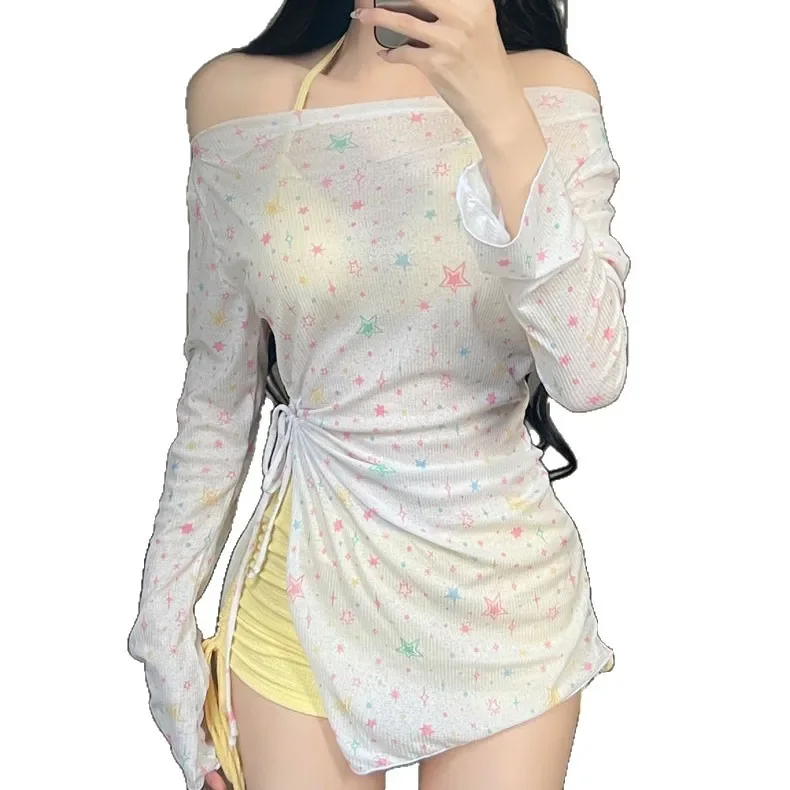 

New Swimsuit for Women, Split Long Sleeved Sun Protection, Fresh and Sweet, Pure Desire, Beach Three Piece Swimsuit Set