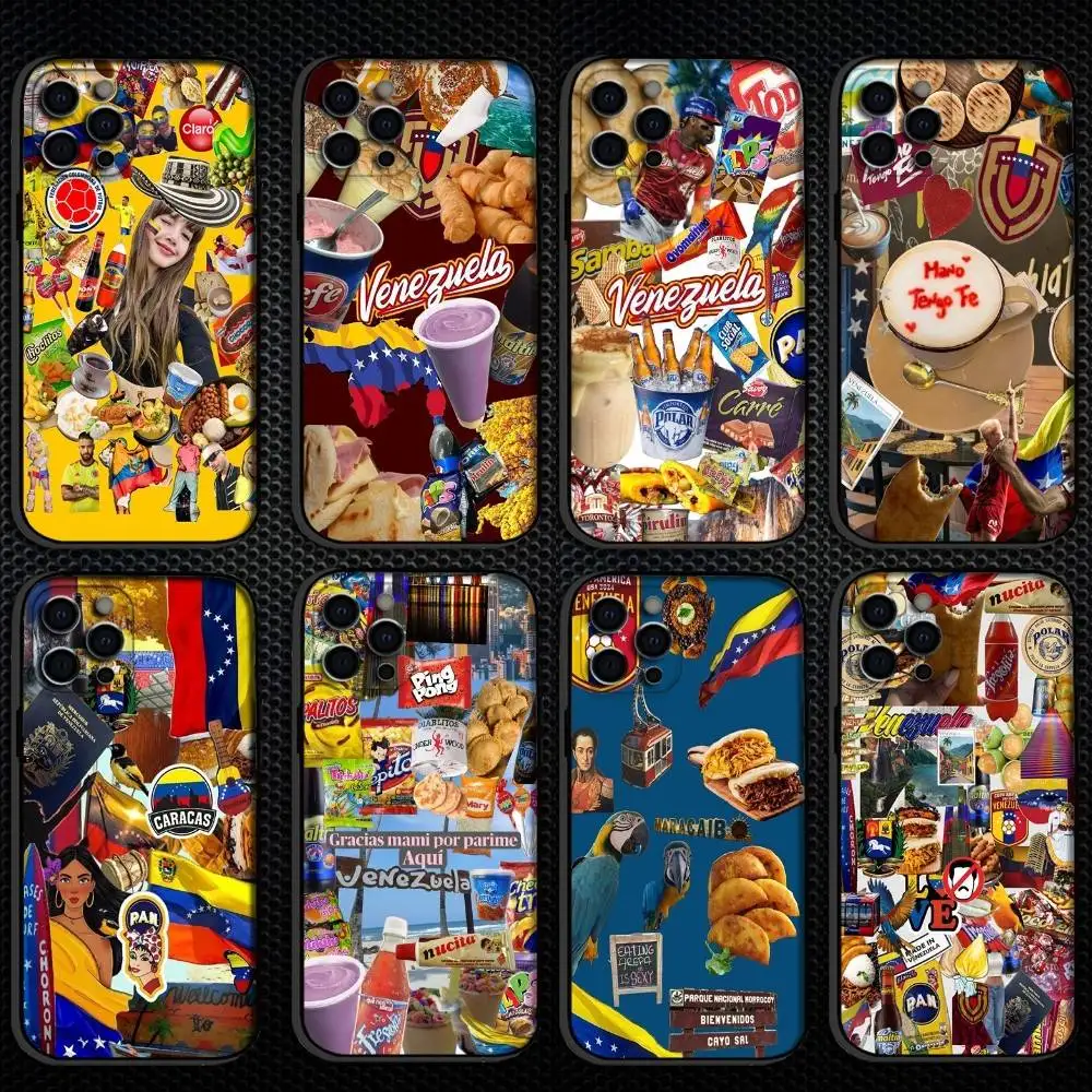 

Venezuela Aesthetic Art Phone Case For iPhone 16,15,14,13,12,11 Plus,Pro Max, Soft Silicone Black Cover