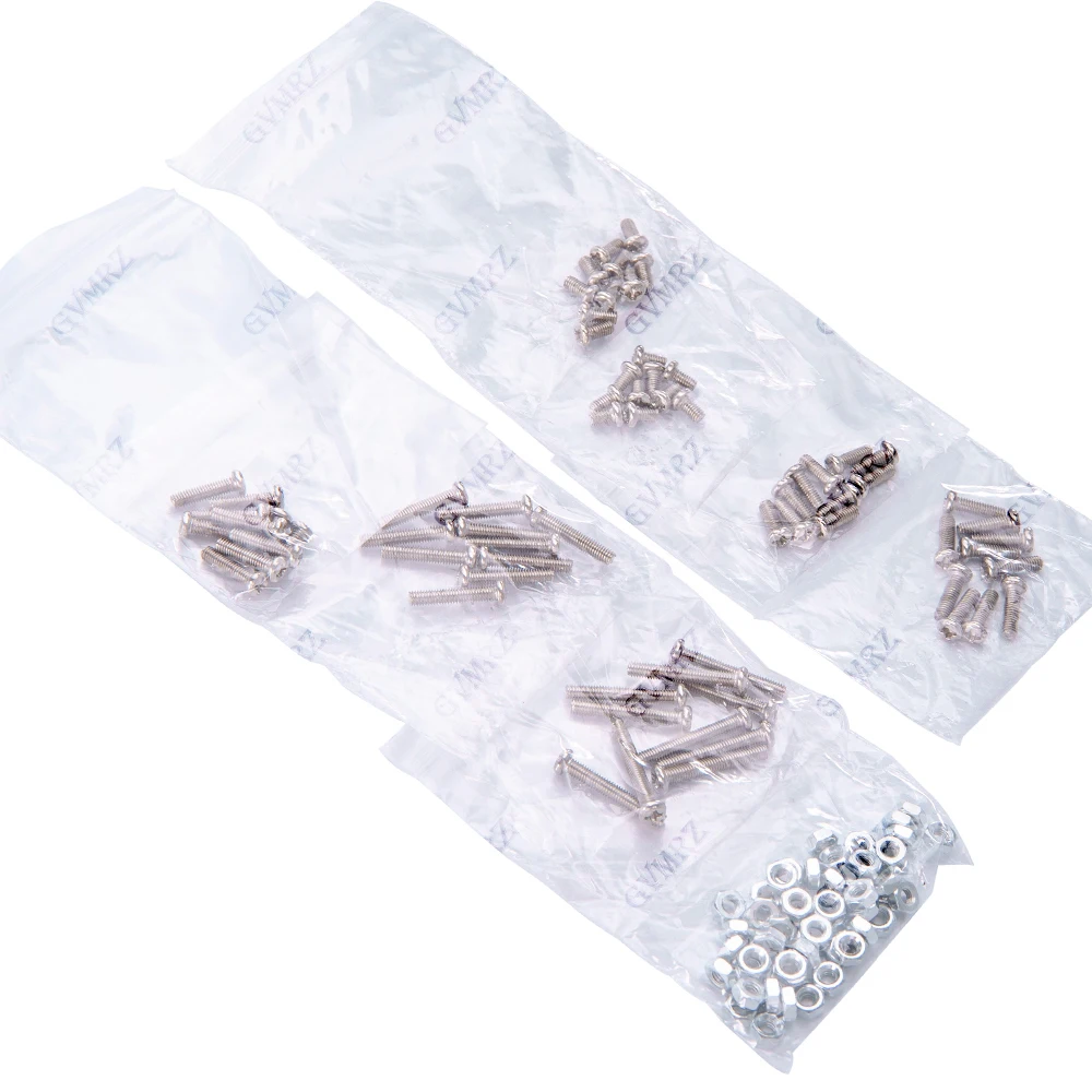 130PCS/lot M3 Screw Nut M3x5 3x6  Round Head Flat head Screw Cap Set Screws Phillips kit M3x10 mm Cap Screw M3x20 3x8 3x12 3x16