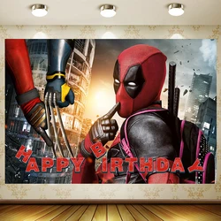 Deadpool backdrop Boy Birthday Supplies Party Banner Kid Cartoon Decoration Background Photography backdrop