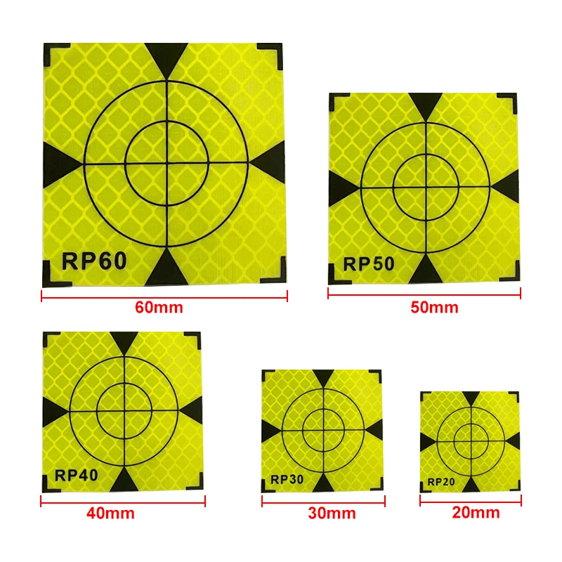 100pcs Size 60x60 20 30 40 50mm Reflector Sheet For Total Station Survey Geography Fluorescent Green Triangle Reflective Sticker