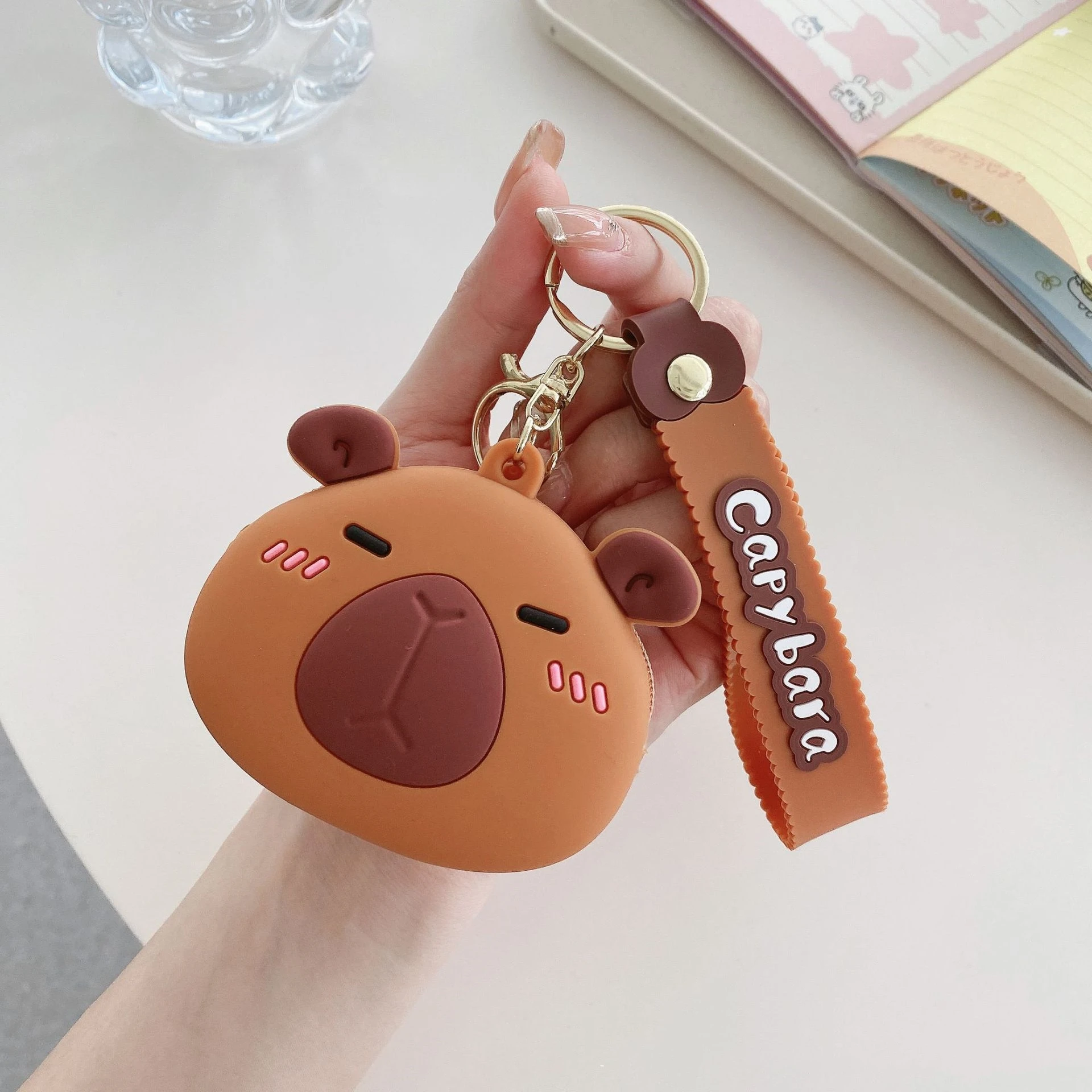 Cute Capybara Silicone Coin Purse Silicone Storage Bag Keychain Small Wallet Backpack Pendant Earphone Case Key Coin Storage Bag
