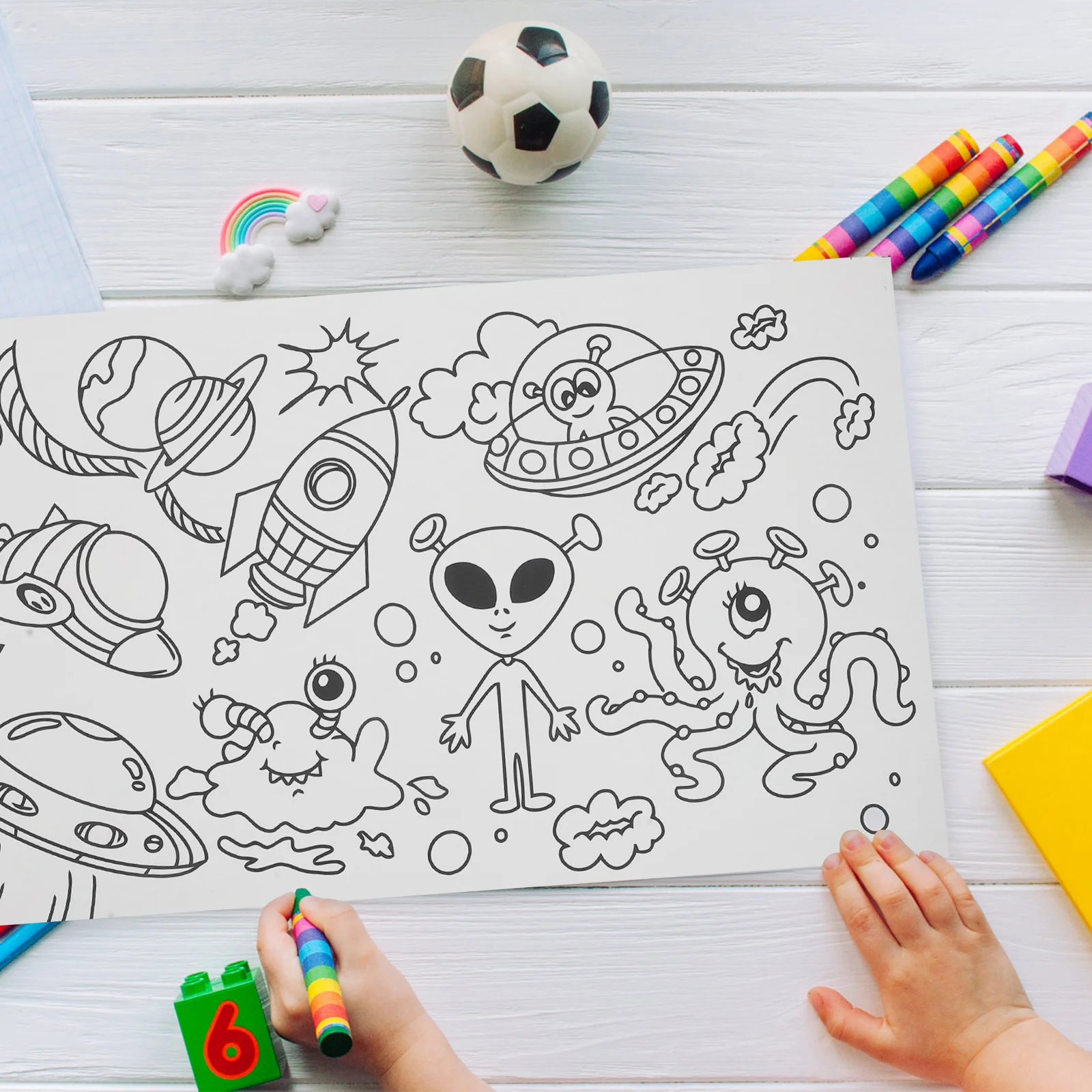 Kinder-Graffiti-Zeichenrolle, Dinosaurier-Thema, große, wandfreundliche Malpapierrolle, einfaches Ausmalen für kreative Kunst früh