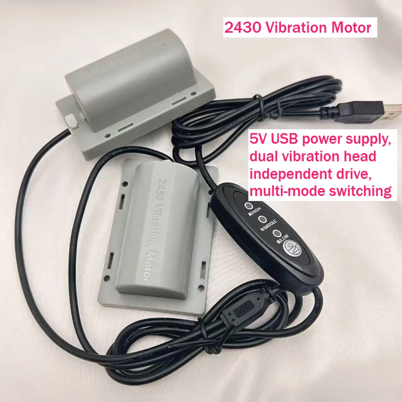 

Вибрационный мотор 2430 USB, многорежимный, с двойной вибрационной головкой, для массажных подушек и кресел, модель с плоским основанием