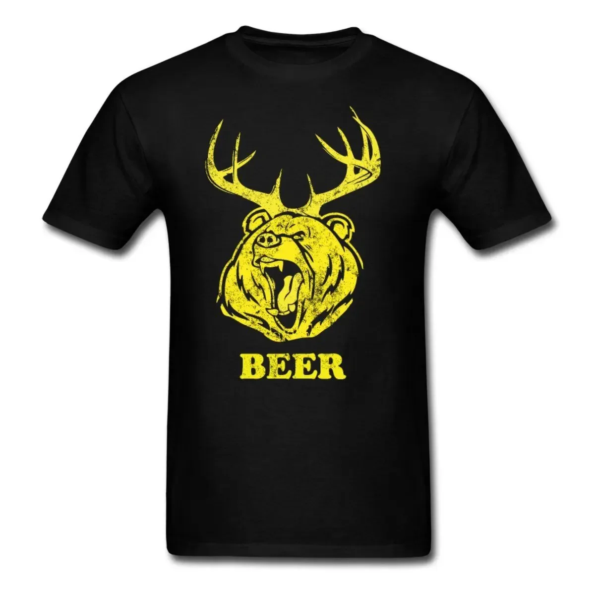 

Creative Design Deer Bear Beer T-Shirt 100% Cotton O-Neck Short Sleeve Summer Casual Mens T-shirt Streetwear