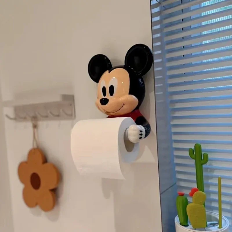 Disney Mickey Mouse Goofy Creative Bathroom Shelf Cute Cartoon Perforation-free Toilet Paper Wall-mounted Paper Roller Ceramic