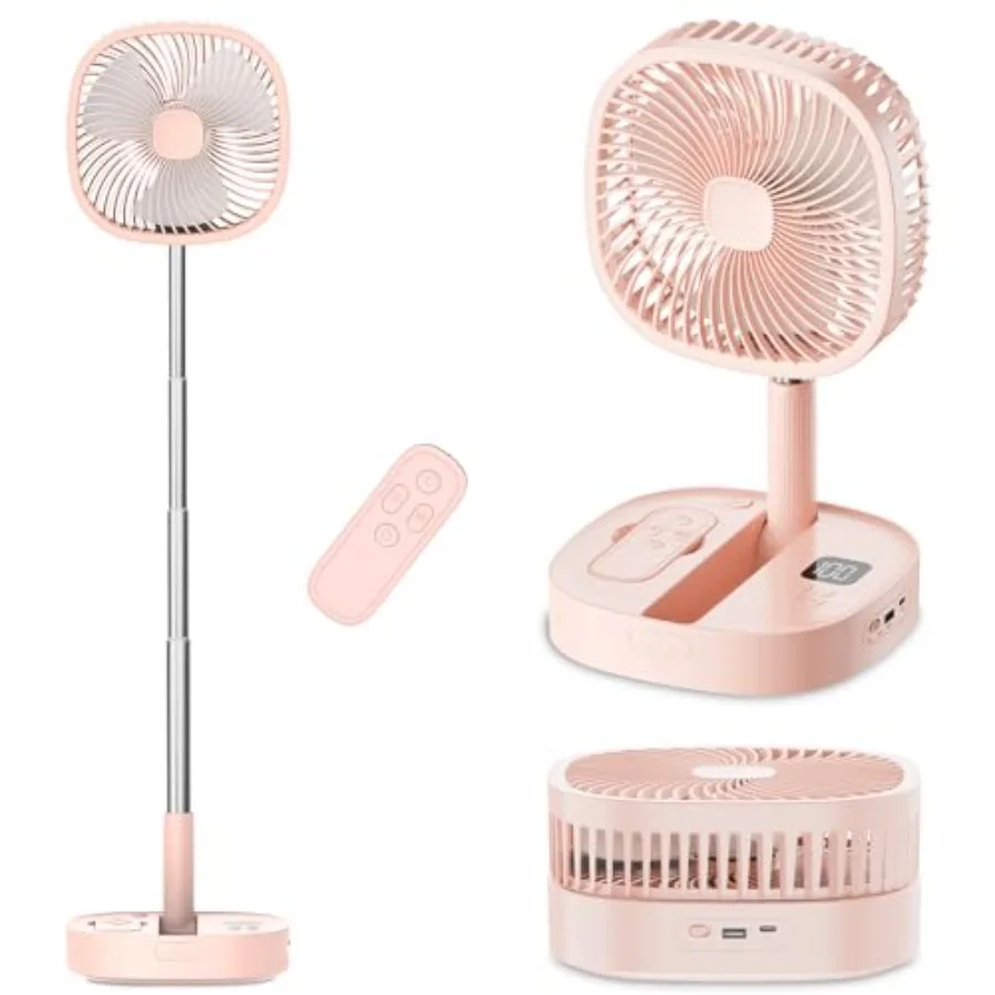 

Portable Oscillating Pedestal Fan with Romote 4 Speed 120° Telescopic Rotation Foldable Standing Collapsible Fans 7200Mah Recha