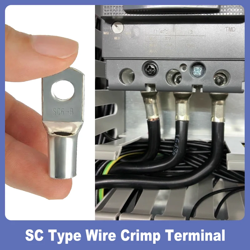 2 ~ 50pcs SC Type Wire Crimp Terminal SC6/10/16/25/35/50/70/95 Copper Nose Battery Block Lugs Wire Connector Hole ID 6/8/10/12mm