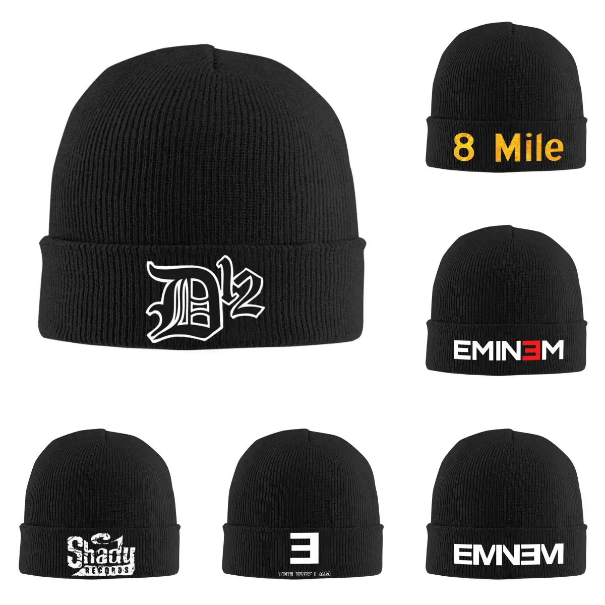 D12 Band Eminem Music Rap Bonnet Hats Skullies Beanies Men Women Fashion Warm Soft Beanie Hats Spring Hippie Graphic Caps