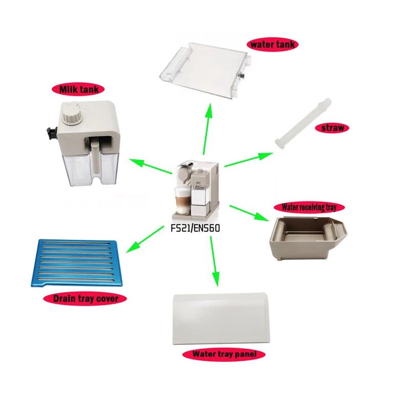 For Nestle NESPRESSO Capsule Coffee Machine F521 EN560 Milk Tank Complete Set of Milk Tanks Water Tank Connection Pan
