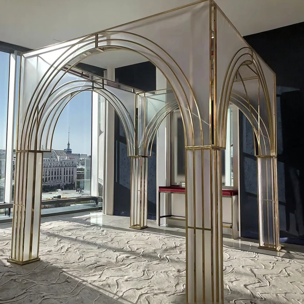 

#@Wedding Mandap Arches Gold Stainless Steel Backdrops
