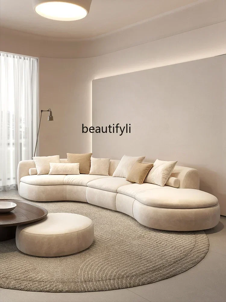 

D178 Italian minimalist curved fabric sofa Modern minimalist living room, creamy style, creative