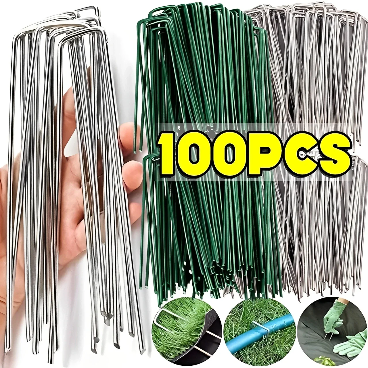 

Heavy-duty Fence Tubing Stakes Sod Pins U-type Garden Staples Galvanized Landscape Spike for Holding Lawns Barrier Ground Nail