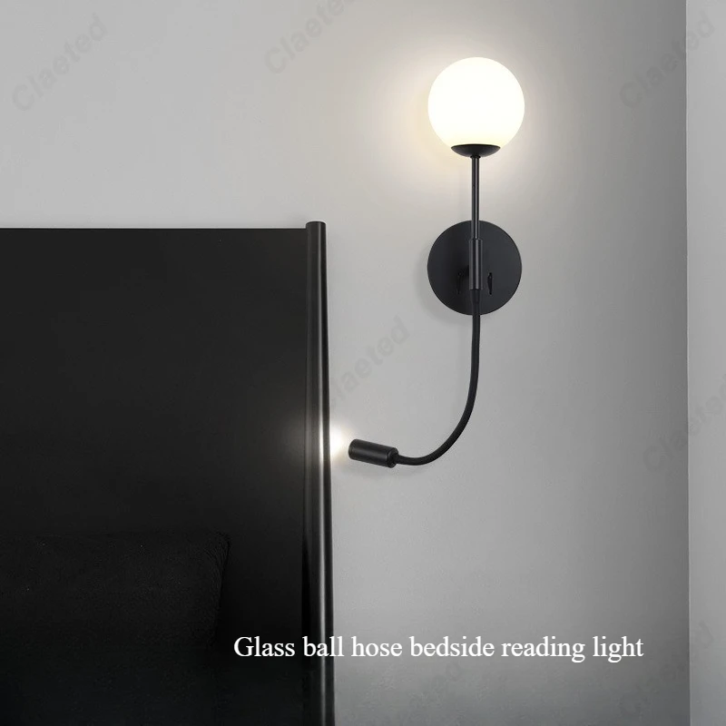 

Creative Simple LED Glass Wall Lamp Silicone Hose Spotlight Adjustable Angle Bedroom Bedside Decoration Reading Lighting