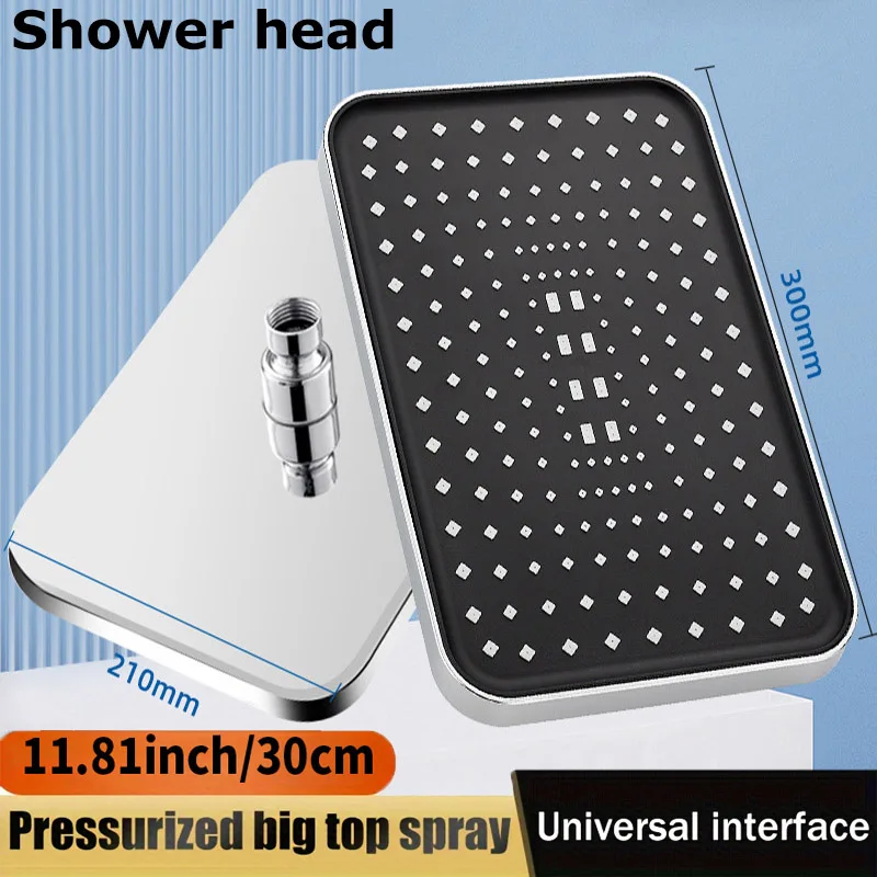 

Overhead Rain Shower Head New 30cm Large Size High Pressure Large Flow Booster Rain Shower Head 360° Rotation Water Saving