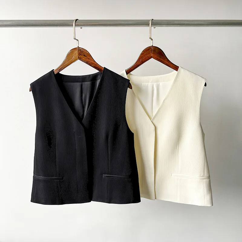 

2025 Fashion V-Neck Sleeveless Blazer Vest Women'S Top