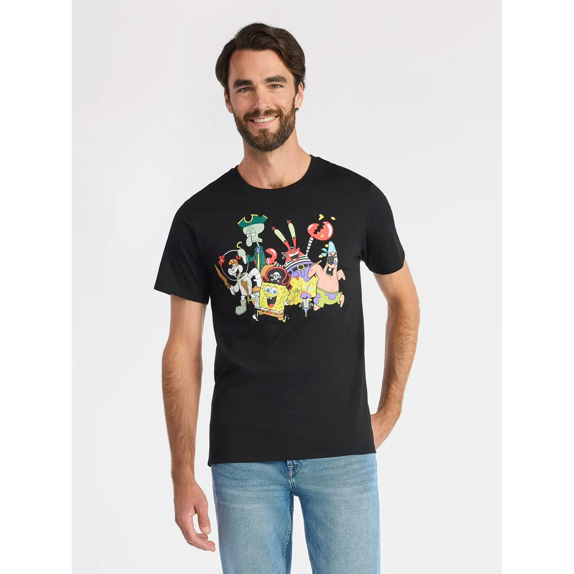 SpongeBob Schwammkopf, Big Star Anime, Neues Baumwoll-Kurzarmshirt, Lockerer und Vielseitiger Cartoon-T-Shirt-Trend für Männer und Frauen – Detail 4