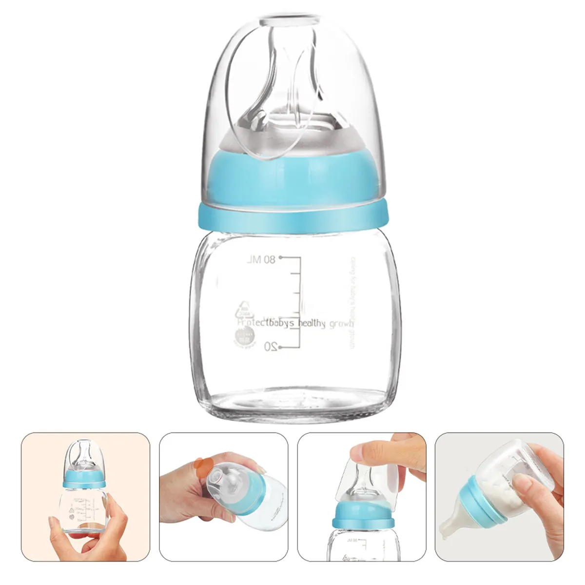 

1 шт., маленькая бутылочка для кормления младенцев, 80 мл, портативная бутылочка для кормления новорожденных, противоколиковая, легко моется, легкая