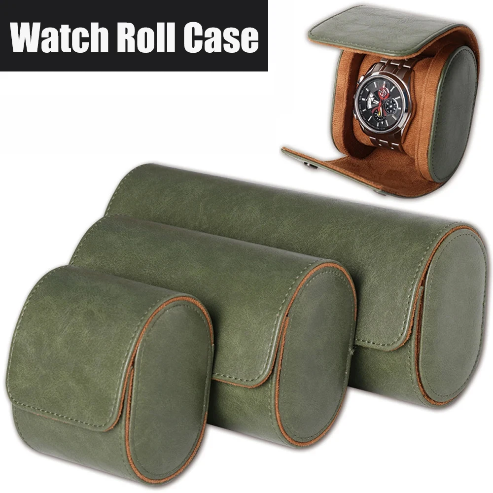 Para hombres y mujeres, rollo de reloj de cuero 1, 2 y 3 ranuras, caja de almacenamiento genuina de lujo, bolsa de viaje, caja de reloj, caja de regalo, bolsa para reloj