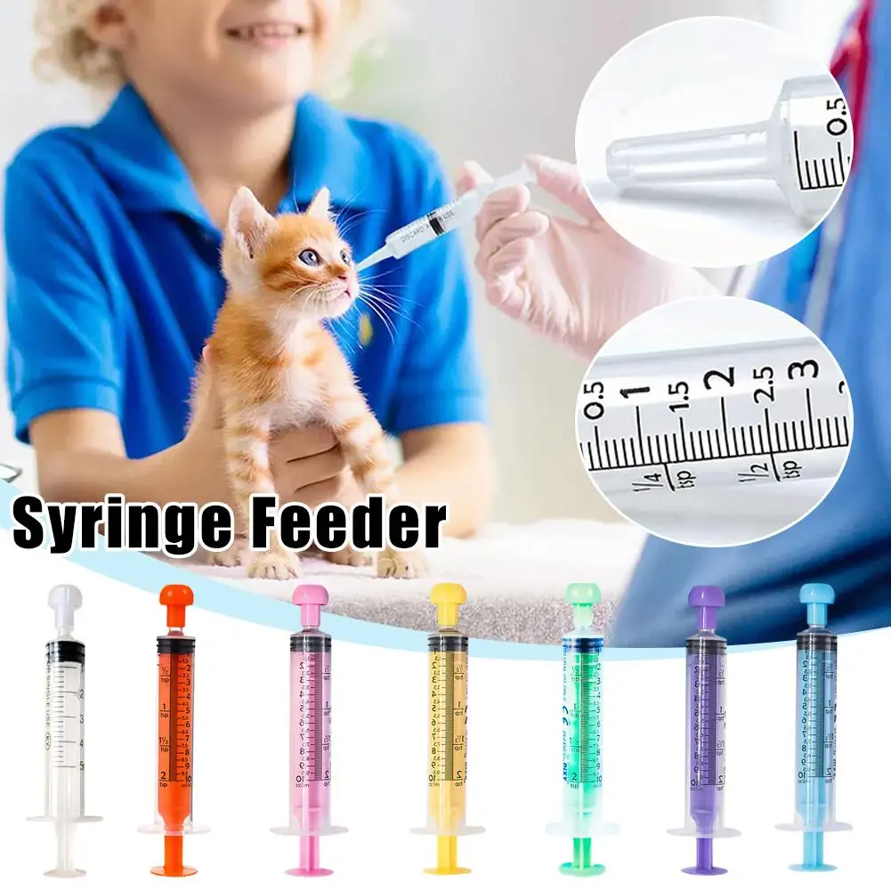 1pcs 10ml Color Pet Animals Feeding Syringe Feeder Cap Stopper Plastic ﻿ Measuring Disposable Scale Rubber With Pump Syring U2z9