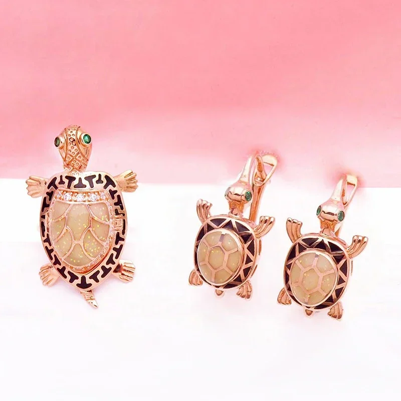 Creative Fashion New in Exquisite Turtle Rings for Women Charming Party Copper Plated Rose Gold Jewelry Opening