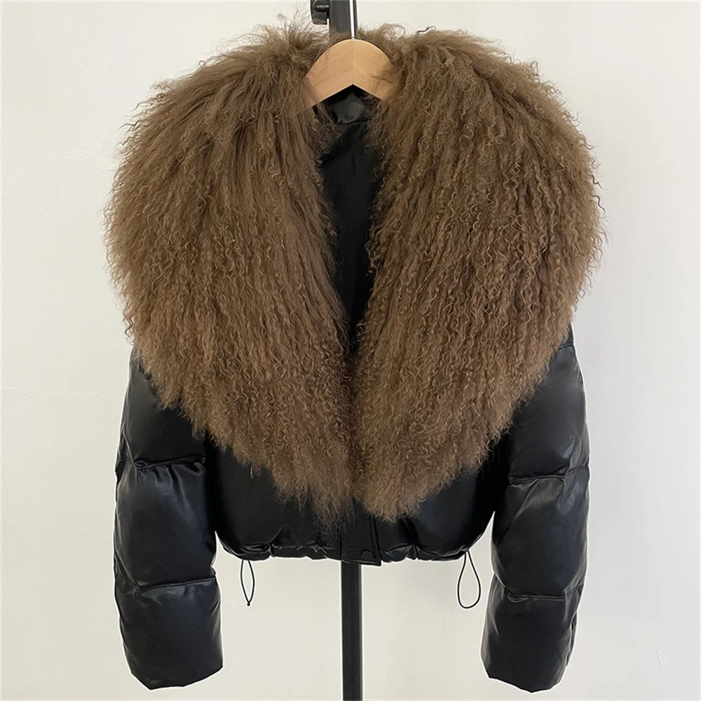 2025, dames winterdonsjack, satijn, bontkraag, warm, casual, damesbovenkleding, Y2K nieuwe mode, hoogwaardige jasbeha