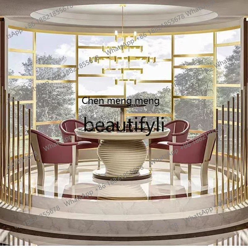 Lhy7486 ss Light Luxury Club Villa Mansion طاولة مستديرة للترفيه الداخلي ورفع الشطرنج وطاولة البطاقات #2
