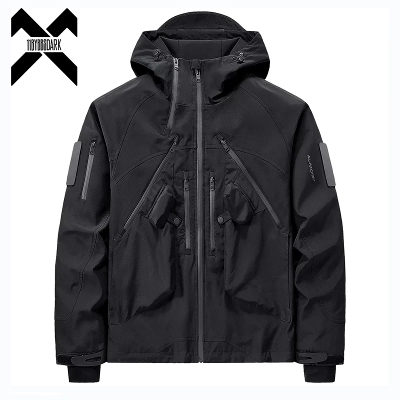 

2024 Tactical Hooded Jackets Men Functional Multi Pockets Coats Windbreaker Hip Hop Streetwear Male Clothes Techwear