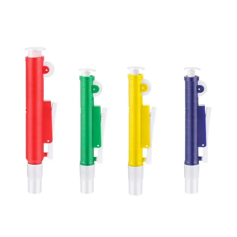 

Lab Scientific Pipette Pump Set- 4PCS Includes 2Ml Blue, 5Ml Yellow, 10Ml Green, 25Ml Red, Fits Plastic Or Glass Pipettes
