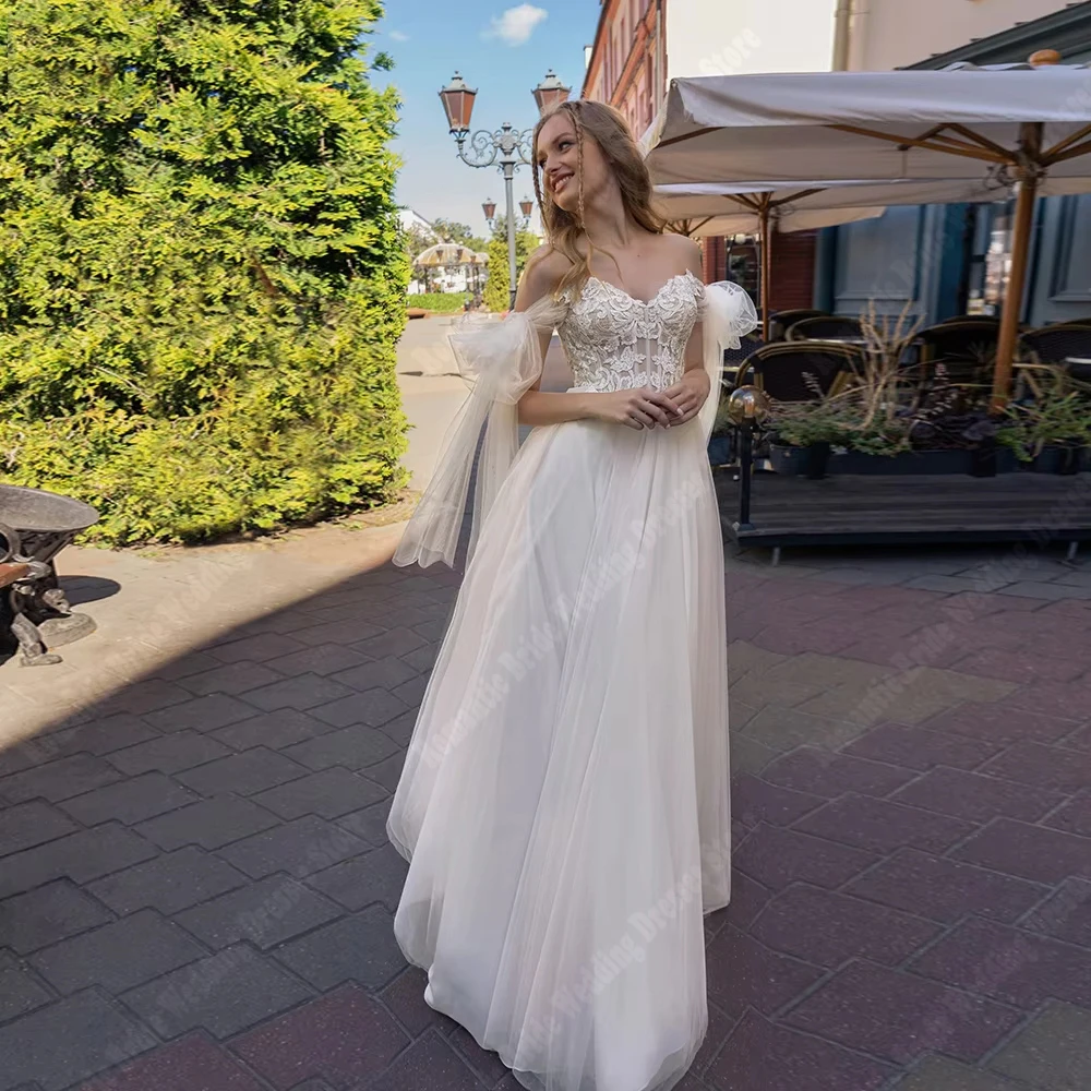 

Elegant Tu A-Line Women Wedding Dresses Vintage Off The Shoulder Sleeveless Bridal Gowns Beach Ball Vestido De Novias Customized