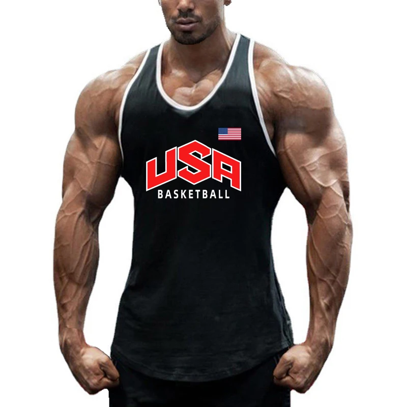 Men\'s Fitness Sleeveless Muscle Tank Tops Gym Bodybuilding Sport Training Muscle Shirt Summer Cotton Breathable Cool Singlets