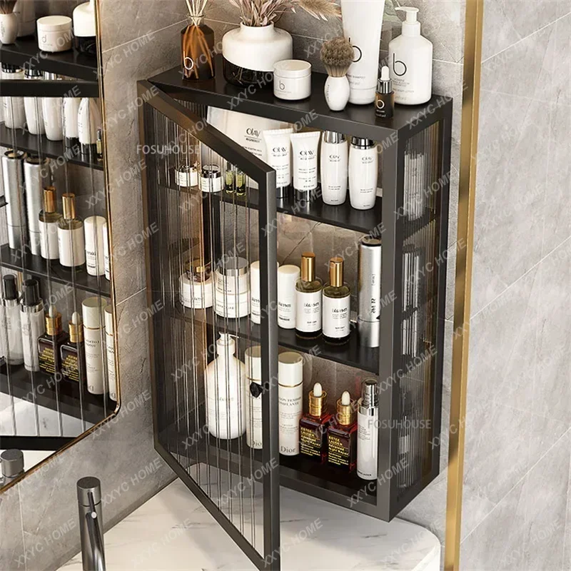 Non Punching Bathroom Cabinet Toilet Wall-mounted Storage Rack Cosmetics Dressing Storage Cabinets Luxury Shelves above the sink