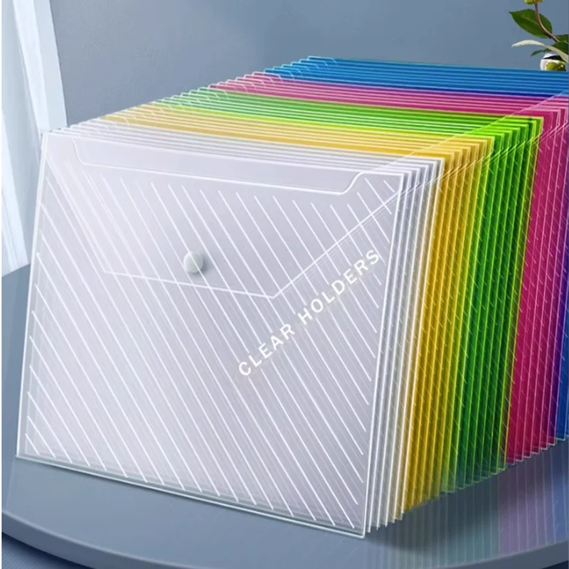 10/20 قطعة A4 حقيبة ملفات ملونة سميكة البلاستيك سعة كبيرة مقاوم للماء حقيبة التخزين المفاجئة ل أرشيف أوراق الاختبار والكتب