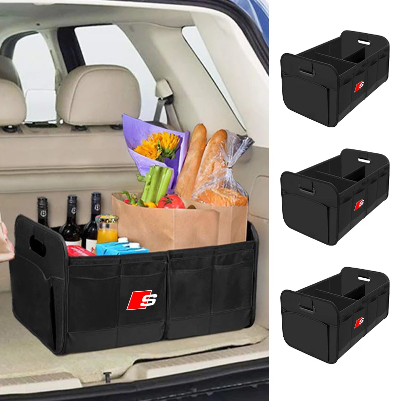

Car Trunk Box Organizer Big Capacity Car Storage Box Collapsible Cargo Storage Tools For Audi Sline A1 A3 A4 A5 A6 A7 A8 Q2 Q3 Q