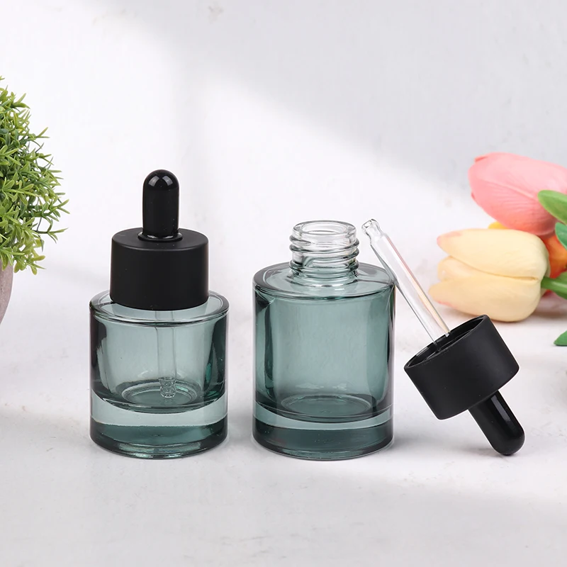 30/50/100ml Dropper Bottles Glass Empty Essential Oil Aromatherapy Bottles Black Cap Dark Green Pipettes Bottles Refillable