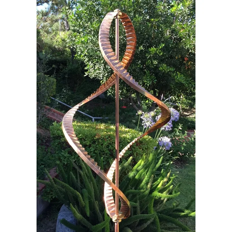 Kinetic Copper Double Helix Spinner Heavy-duty Copper and Brass Construction Moves with The Slightest Breeze Yard  Garden Decor