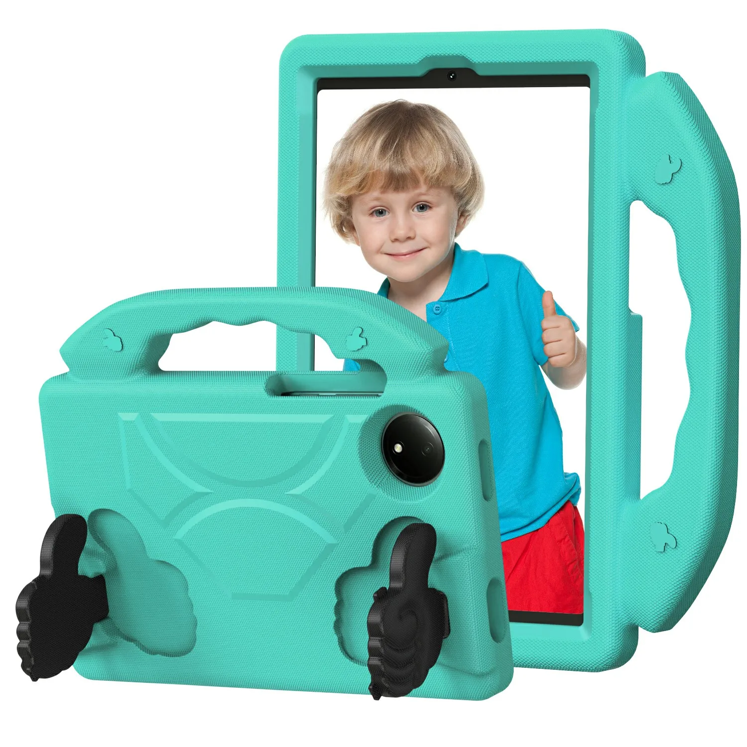 

For Xiaomi Redmi Pad SE 4G 8.7 inch Case Thumb Kickstand Anti-Drop EVA Tablet Protective Cover - Mint Green