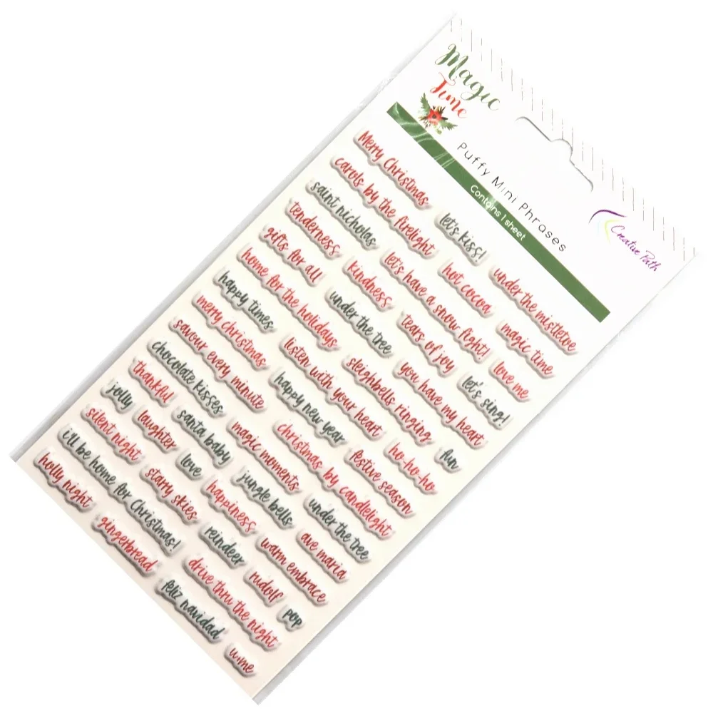 Creative Path Black Red Christmas Mini Short Phrases Stickers Self Adhesive Puffy Stickers For Photocard Scrapbooking Journaling