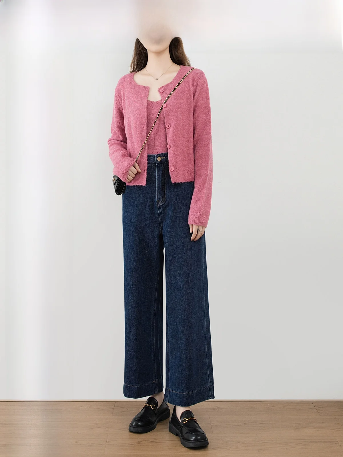 

Wavy Egg Knitted Set Women's Soft Cozy round Ne Sweater Cardigan Two-Piece Spring Autumn Sweet Sle Loose Fit Long Sve