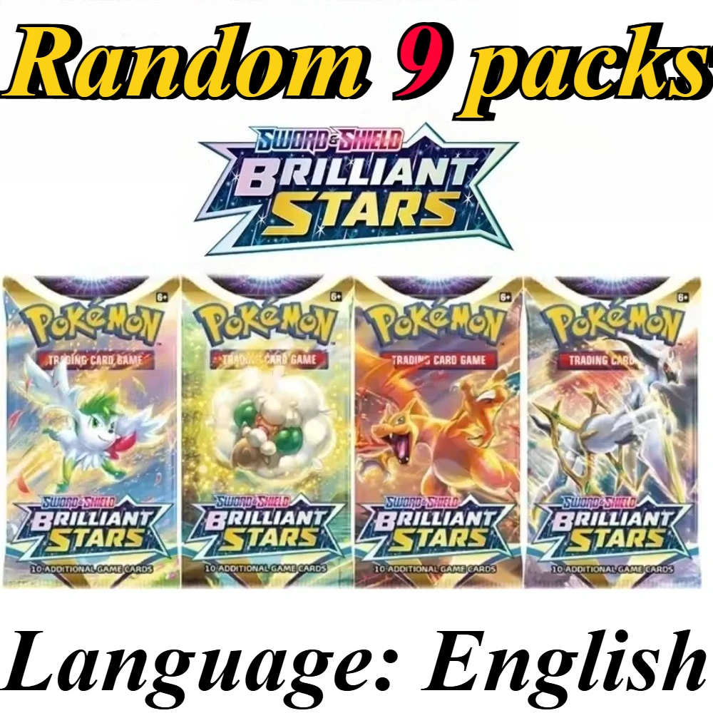 9 Packungen Pokémon-Kartenpakete Bright Stars Prismatic Evolutions, PALDEAN FATES, Englische Erweiterungspakete, Battle Transaction Card Geschenkset – Detail 28