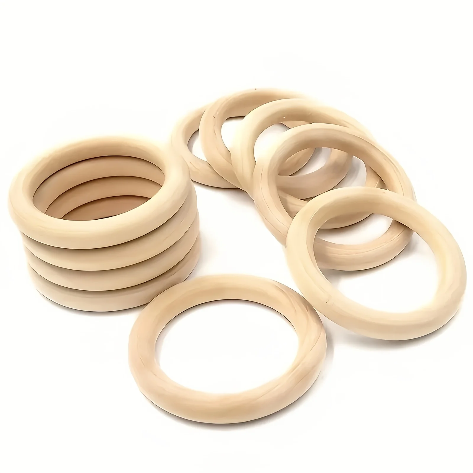 20/10Pcs DIY Natural Wooden Ring Crafts, Tassel Wooden Rings, Unfinished Wooden Rings For Lace Ring Knit Jewelry Making